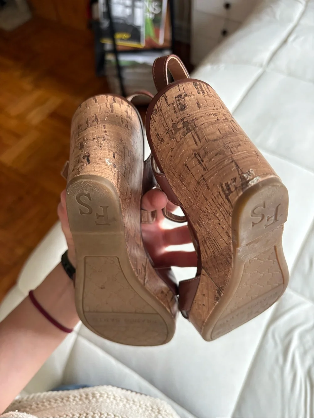 Franco Sarto Women's Brown Cork Wedge Sandals - Size 6
